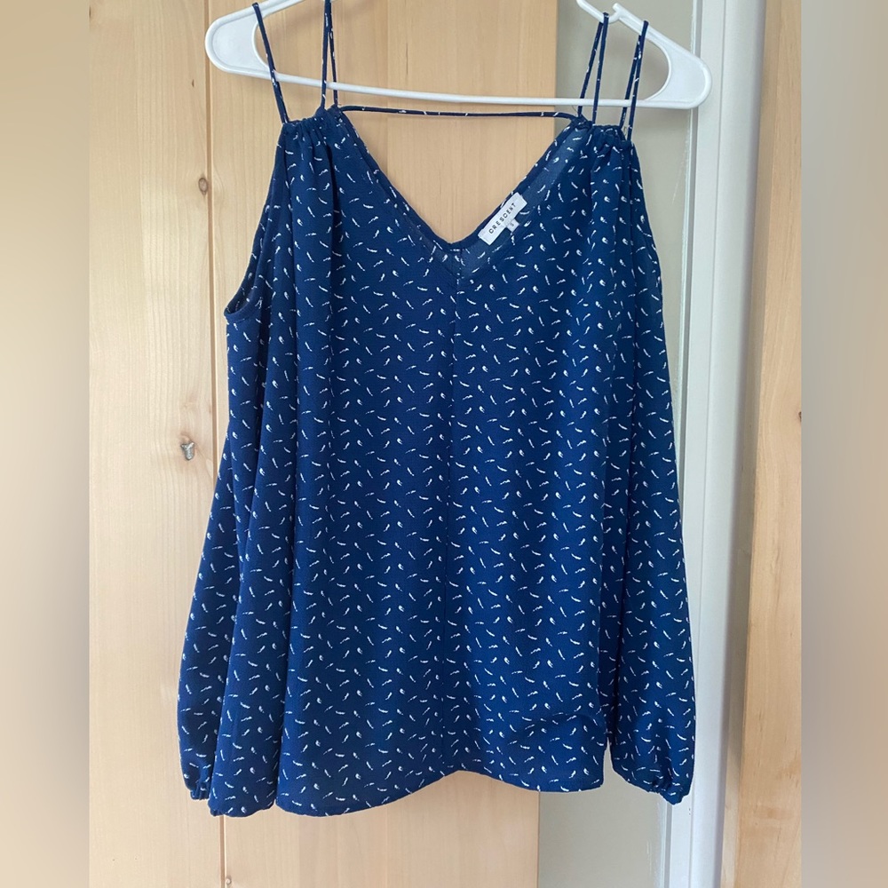 Crescent brand polyester blouse with shoulder cut outs